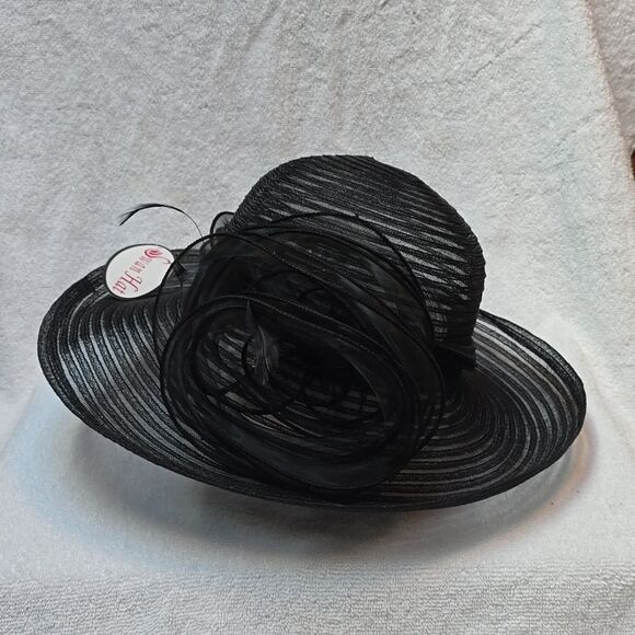 Swan Black Mesh Net Hat Preppy Church Derby Wedding NWT - Rare - Picture 3 of 14